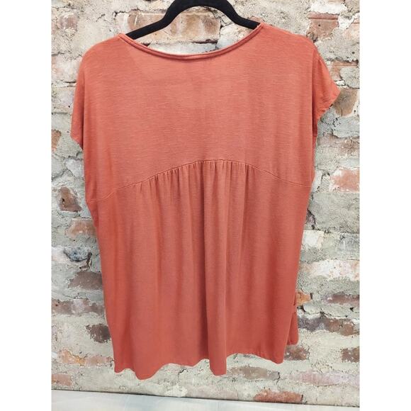 Knox Rose Womens Embroidered Top Blouse Size XXL Rust Orange Floral Boho - Picture 3 of 3